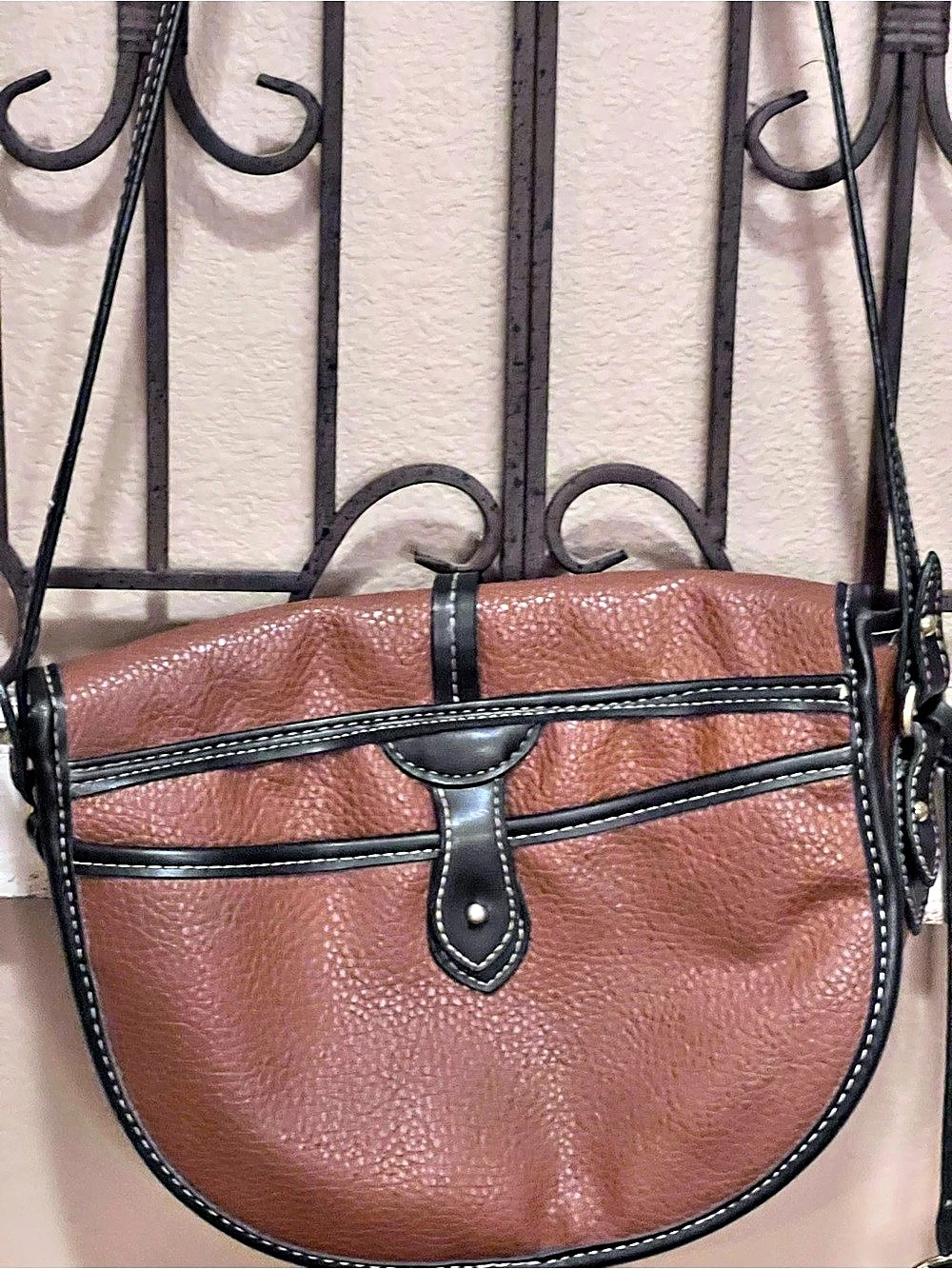 London Fog Brown & Black Crossbody Bag